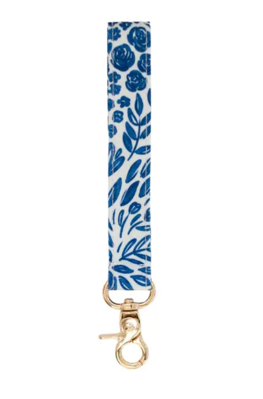 Blue Floral Wristlet