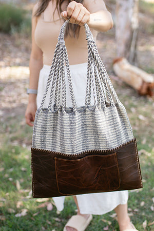 Handmade Wool & Leather Twisted Bag (Patterned)