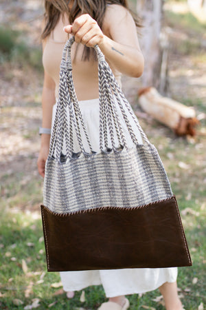 Handmade Wool & Leather Twisted Bag (Patterned)