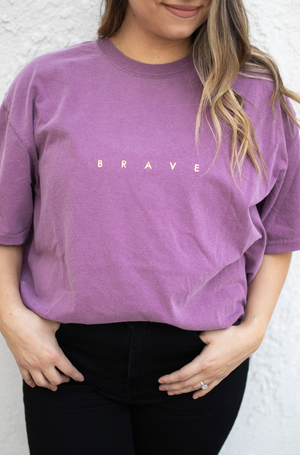 "Brave" Graphic Tee in Berry