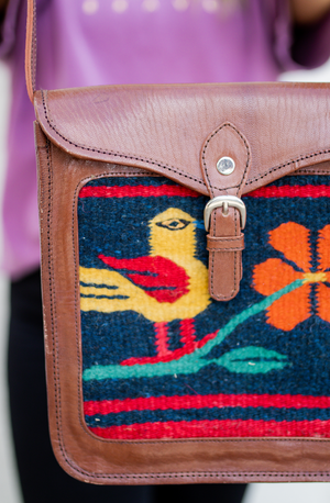 Oaxaca Collection | Patterned Wool & Leather Satchel
