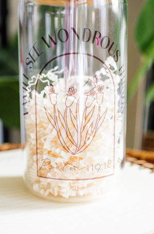 "I Will See Wondrous Things" Glass Can (Flower)