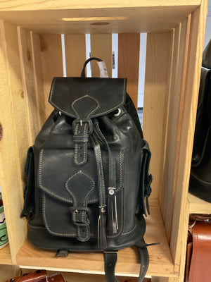 Genuine Leather Backpack in Black (Small)