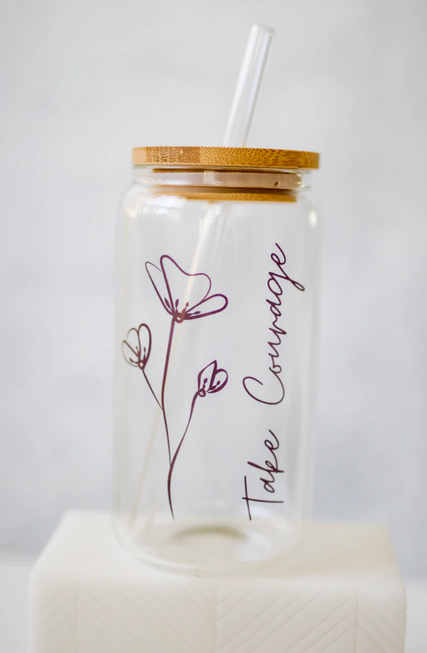 Glass Can with Lid + Straw - Manifest That Sh*t – She She Boutique